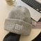 Coarse Knit Hat, Letter L Solid Color Skullcap, Winter Warm Earmuffs Cap for Women and Girls Ski Bonnet