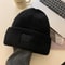 Coarse Knit Hat, Letter L Solid Color Skullcap, Winter Warm Earmuffs Cap for Women and Girls Ski Bonnet
