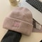 Coarse Knit Hat, Letter L Solid Color Skullcap, Winter Warm Earmuffs Cap for Women and Girls Ski Bonnet
