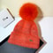 Autumn and Winter, Cllikko Gradient Knitted Hat, Imitation Mink Fur, Artificial Fox Fur Ball, Thickened Warm Design Cap.