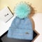 Autumn and Winter, Cllikko Gradient Knitted Hat, Imitation Mink Fur, Artificial Fox Fur Ball, Thickened Warm Design Cap.
