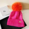 Autumn and Winter, Cllikko Gradient Knitted Hat, Imitation Mink Fur, Artificial Fox Fur Ball, Thickened Warm Design Cap.