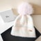 Autumn and Winter, Cllikko Gradient Knitted Hat, Imitation Mink Fur, Artificial Fox Fur Ball, Thickened Warm Design Cap.