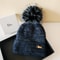 Autumn and Winter, Cllikko Gradient Knitted Hat, Imitation Mink Fur, Artificial Fox Fur Ball, Thickened Warm Design Cap.