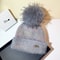 Autumn and Winter, Cllikko Gradient Knitted Hat, Imitation Mink Fur, Artificial Fox Fur Ball, Thickened Warm Design Cap.