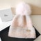 Autumn and Winter, Cllikko Gradient Knitted Hat, Imitation Mink Fur, Artificial Fox Fur Ball, Thickened Warm Design Cap.