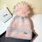 Autumn and Winter, Cllikko Gradient Knitted Hat, Imitation Mink Fur, Artificial Fox Fur Ball, Thickened Warm Design Cap.