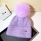 Autumn and Winter, Cllikko Gradient Knitted Hat, Imitation Mink Fur, Artificial Fox Fur Ball, Thickened Warm Design Cap.