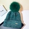 Autumn and Winter, Cllikko Gradient Knitted Hat, Imitation Mink Fur, Artificial Fox Fur Ball, Thickened Warm Design Cap.