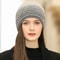 Rabbit Fur Blend Warm Beanie Women Winter Knitted Hat YZK G Letter Streetwear Beanie For Female 2