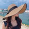 1pc Womens Oversize Brim Straw Hat Summer Sun Block Hat Seaside Bow Beach Hat For Sun Protection 0