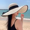 1pc Womens Oversize Brim Straw Hat Summer Sun Block Hat Seaside Bow Beach Hat For Sun Protection 2