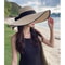 1pc Womens Oversize Brim Straw Hat Summer Sun Block Hat Seaside Bow Beach Hat For Sun Protection 4