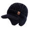 Plush Fur Lined Warm Unisex Hat Outdoor Stylish Beanie Thick Knitted Ski Cap With Earflaps 0