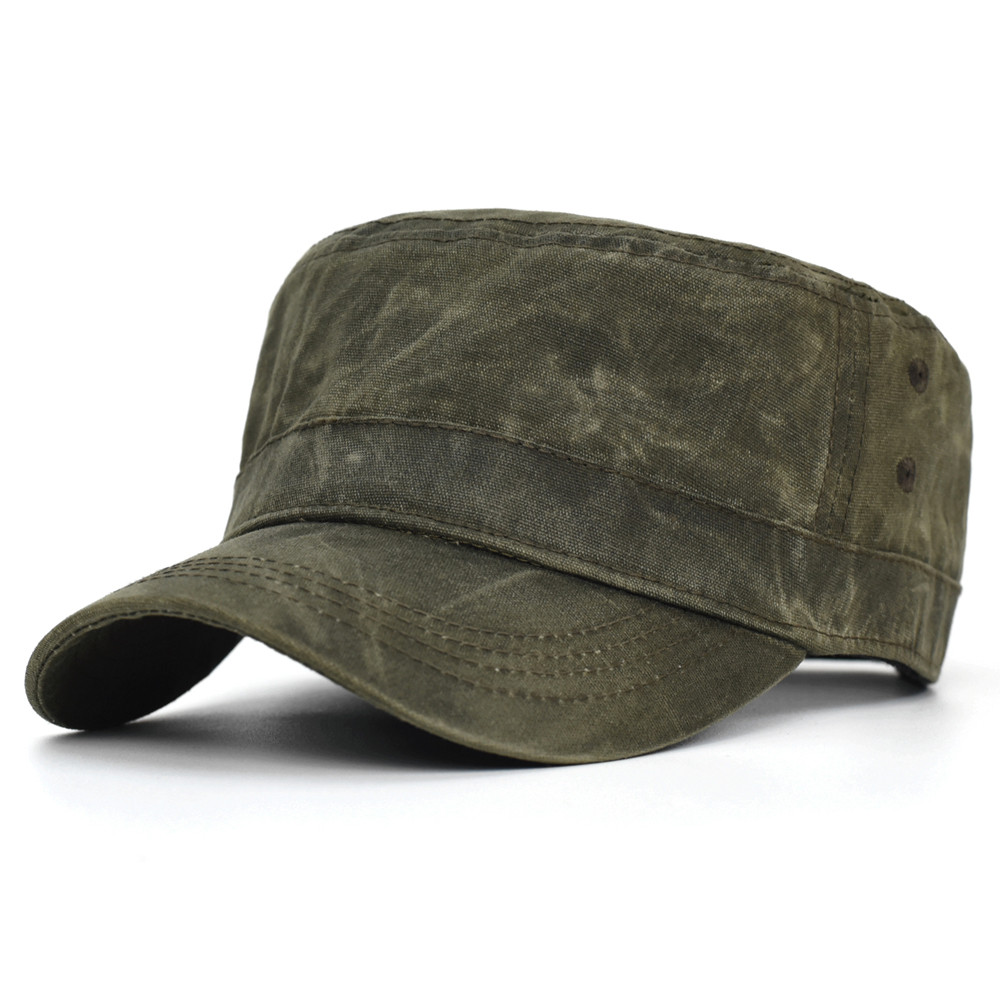Men Waterproof Cadet Army Cap Waxed Canvas Cotton Military Caps Vintage Flat Top Hat With Unique De 5