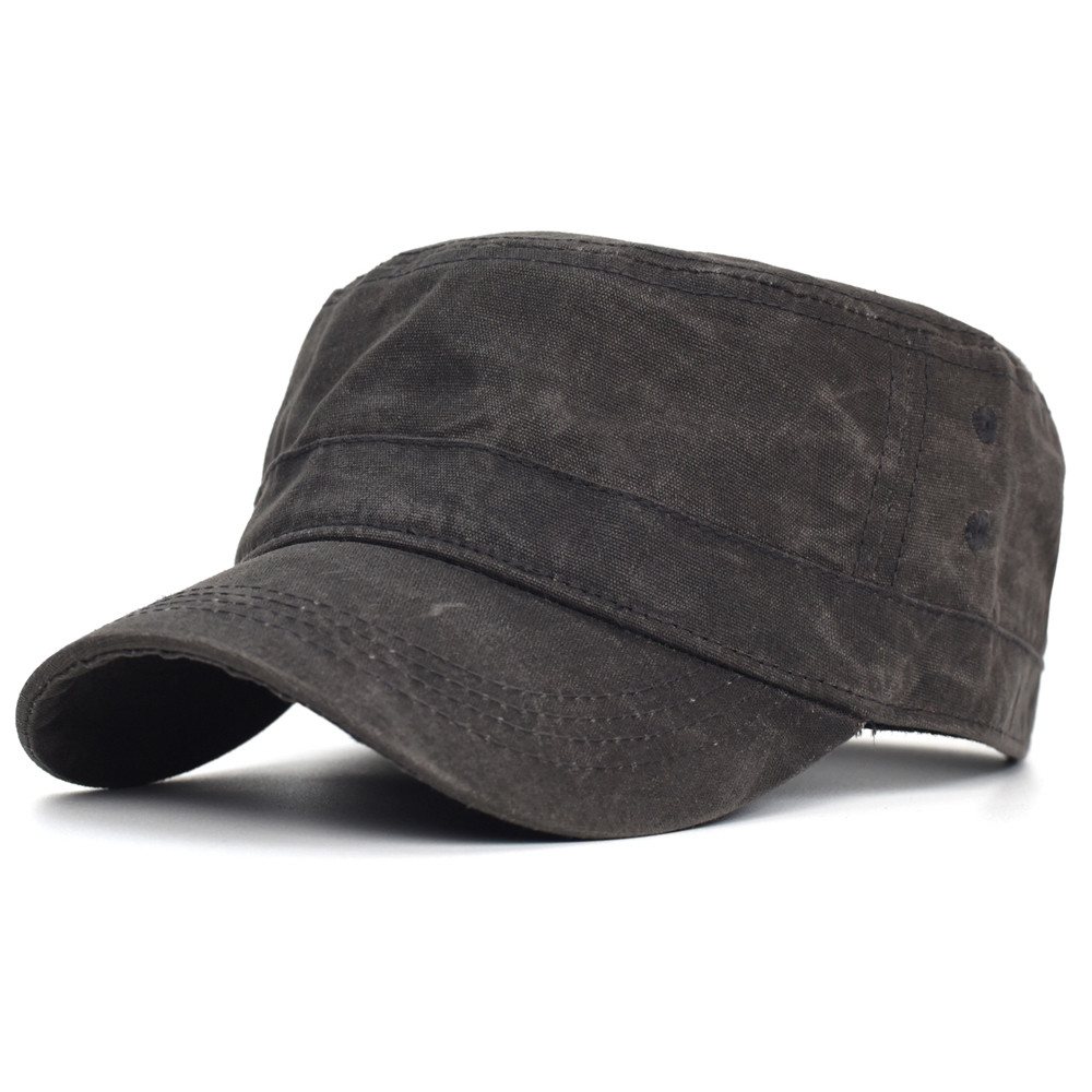 Men Waterproof Cadet Army Cap Waxed Canvas Cotton Military Caps Vintage Flat Top Hat With Unique De 3