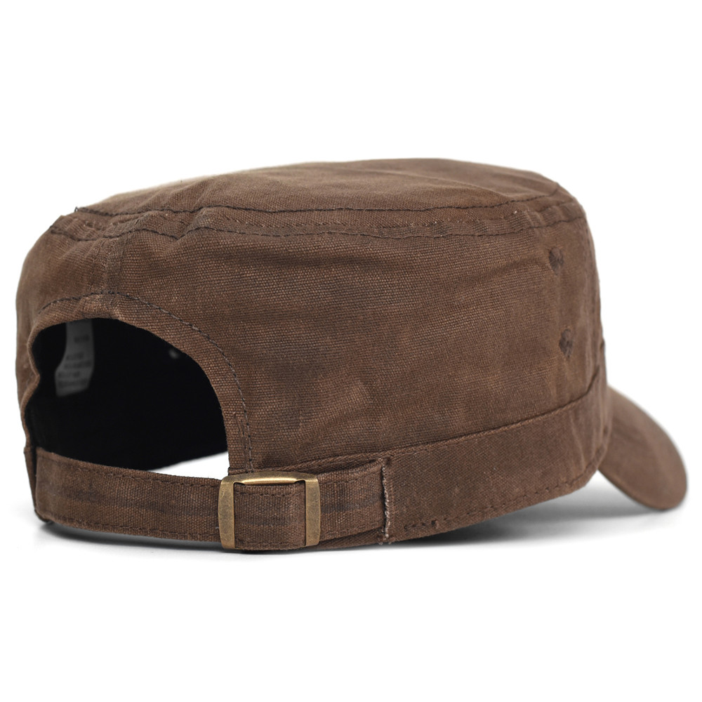 Men Waterproof Cadet Army Cap Waxed Canvas Cotton Military Caps Vintage Flat Top Hat With Unique De 4