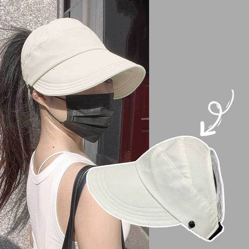 Women's Summer Empty Cap, Quick Dry Outdoor Visor, Thin Sunscreen Hat, Upgrade Style with Mask Holder.