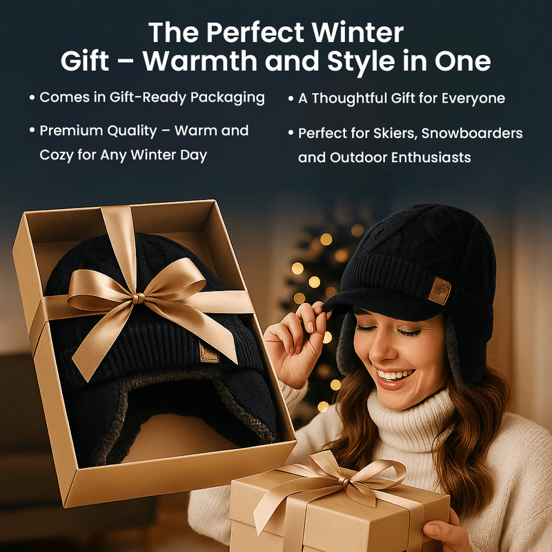 Plush Fur Lined Warm Unisex Hat Outdoor Stylish Beanie Thick Knitted Ski Cap With Earflaps 3