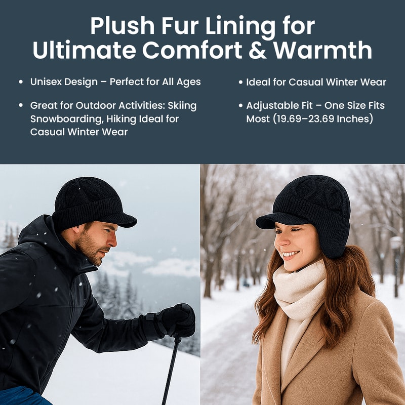 Fur Lined Beanie Hat That Locks In Heat Soft Plush Winter Knit With Ear Coverage 1