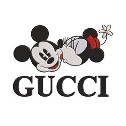 Couple Mickey Minnie Kiss Gucci Logo Embroidery Design