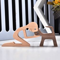 wooden dog carved ornament for home & office decor
