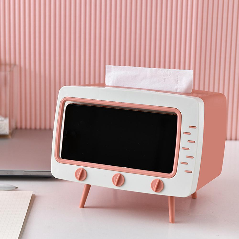 TV Tissue Box For Hands Free Movie Sessions pink 1