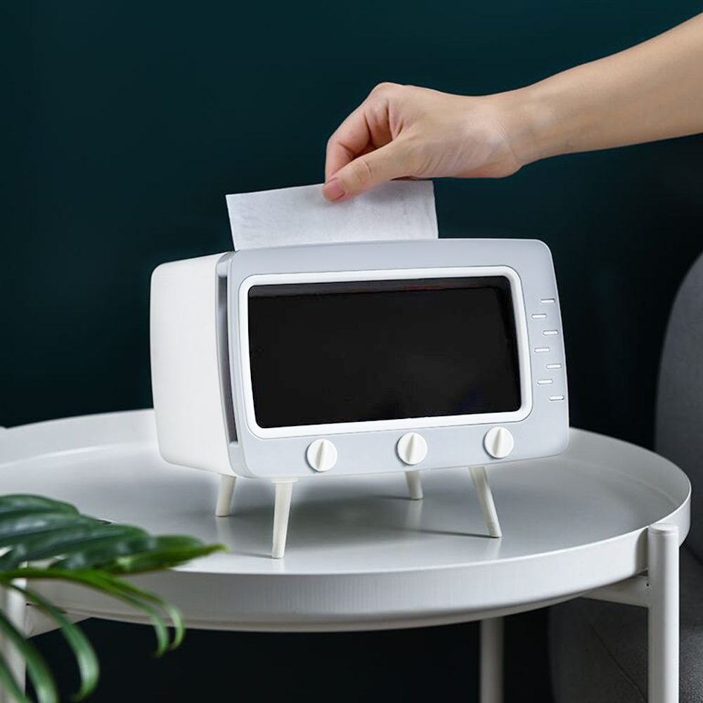 TV Tissue Box For Hands Free Movie Sessions white 1