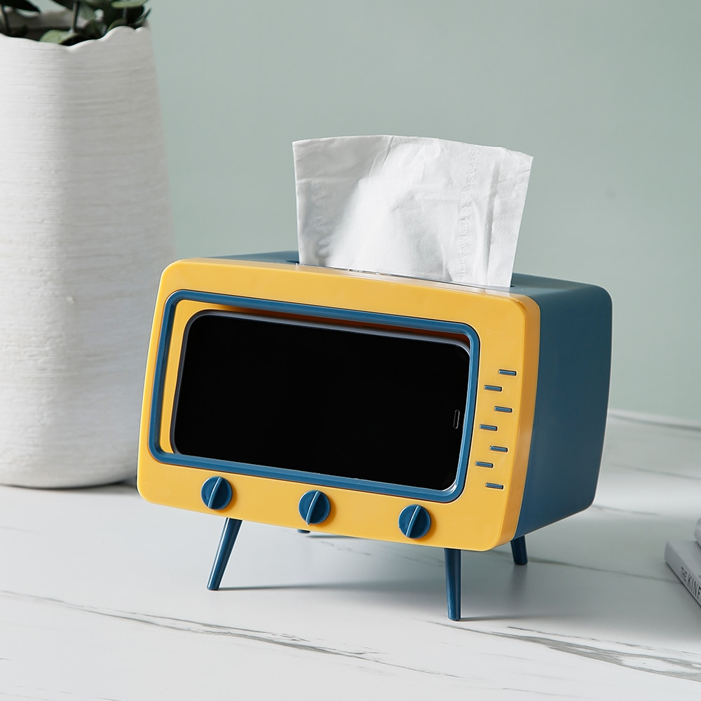 TV Tissue Box For Hands Free Movie Sessions Yellow 1