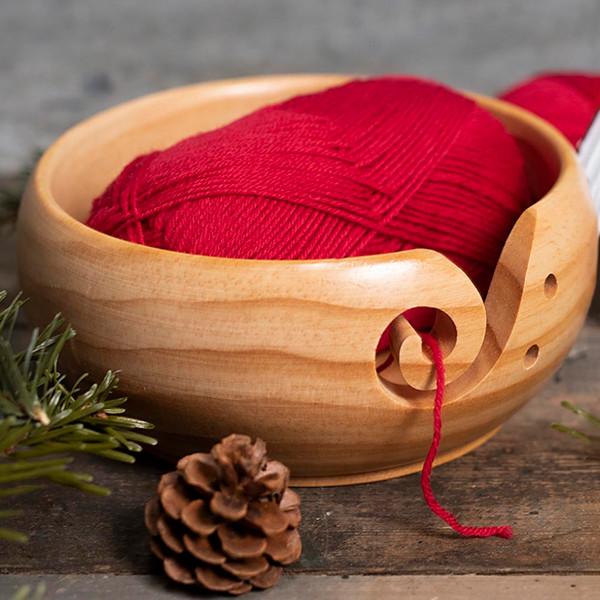 Wooden Yarn Bowl with Holes - Inspire Uplift