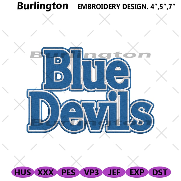 Devils Logo Text Blue Devils Wordmark Logo Machine Embroidery, Blue Devils Te | Inspire ...