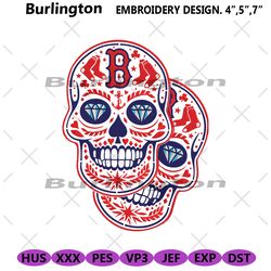 boston red sox double skull logo machine embroidery design