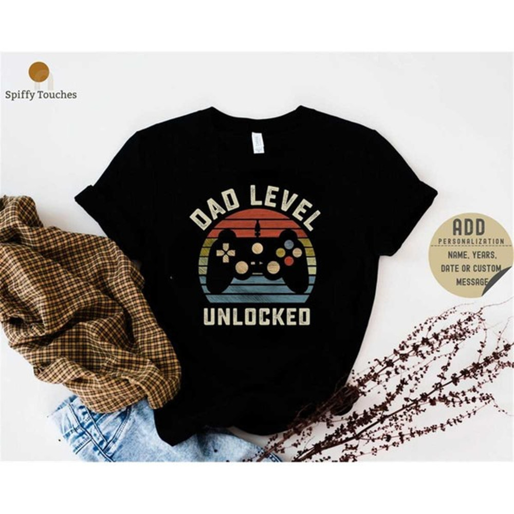 Dad Level Unlocked, Gamer Dad Shirt,Shirt for New Dad for Father's Day,Gamer Dad To Be T Shirt, Unisex T-Shirts