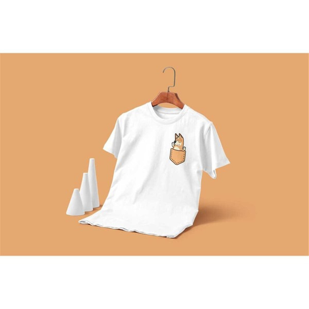 Chilli Mum Mom Bluey TV Show Shirt Faux Fake Pocket Tee Bandit Dad Bingo Heeler Shirt, Unisex T-Shirts