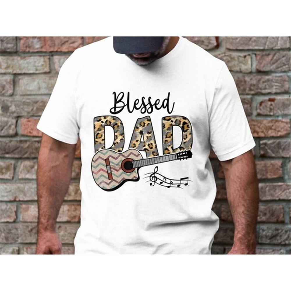 Blessed Dad Guitar Shirt, First Fathers Day Tee, Gift for Musician, New Dad Shirt, Guitar Player Gift, Unisex T-Shirts