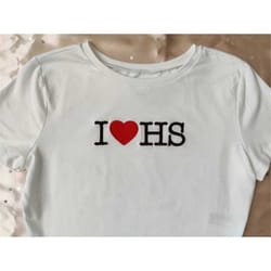 i love hs -embroidered crop top, unisex t-shirts