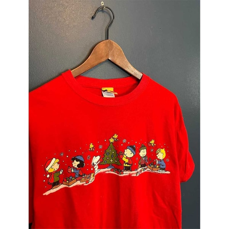 Vintage Y2K Peanuts Charlie Brown Christmas Tree T Shirt Tee Size Large, Unisex T-Shirts