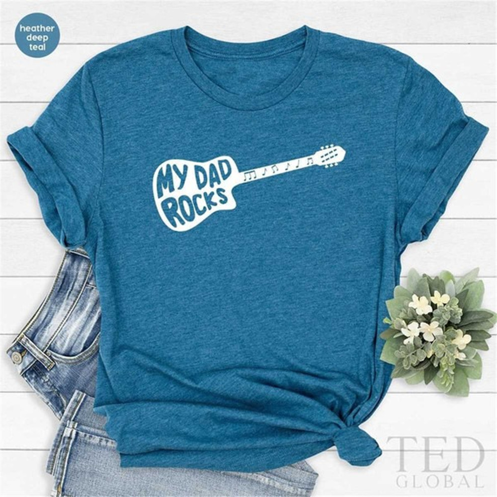 Dad Shirt, Guitar Dad Shirt, Father's Day Shirt, Musical Dad Shirt, Guitar Shirt, My Dad Rocks Shirt, Unisex T-Shirts