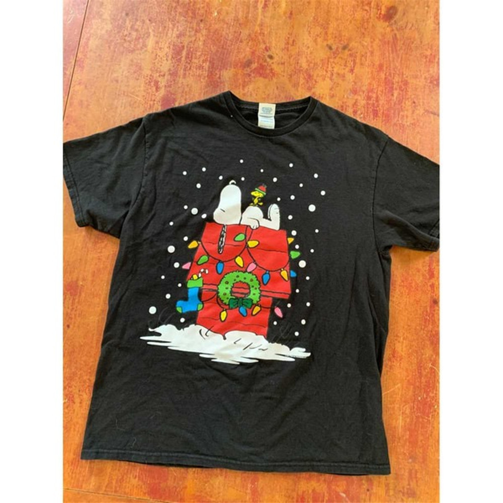 Snoopy & Woodstock Christmas T Shirt Size Large Peanuts Fun Xmas, Unisex T-Shirts