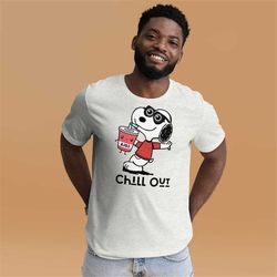 cool snoopy shirt, chill out snoopy shirt, snoopy shirt, street wear, unisex t-shirt, unisex t-shirts