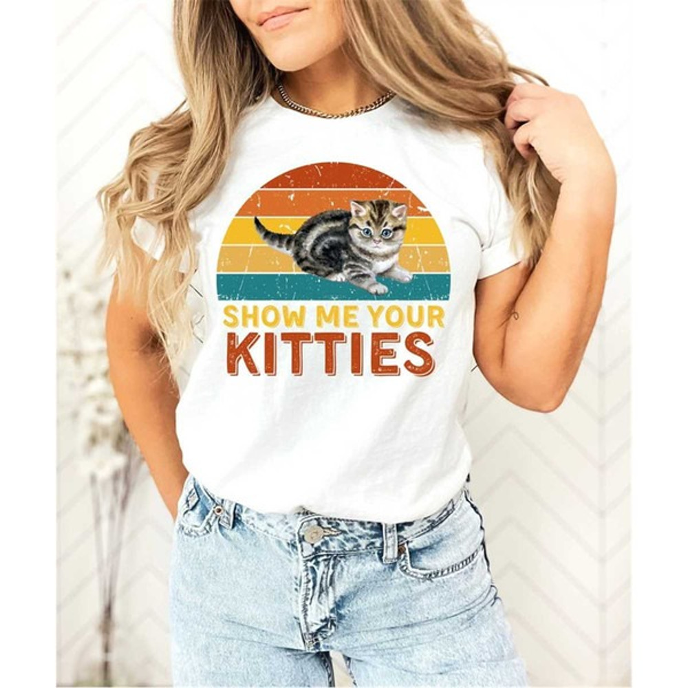 Cat T-shirt for Cat Lover Tshirt Cat Owner gift for Cat Mom shirt Retro Sunset Gift for Cat Dad shirt, Unisex T-Shirts