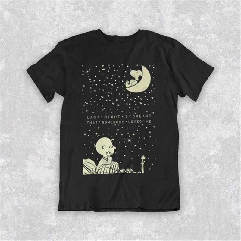 Last Night I Dream That Somebody Loved Me T-shirt, Snoopy Under The Stars T-shirt, Unisex T-Shirts