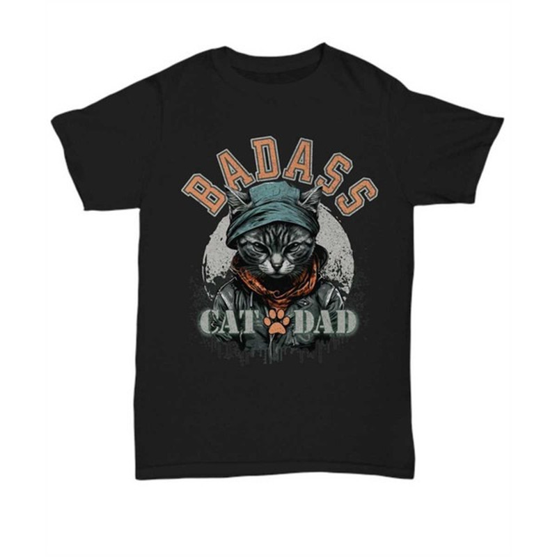 Badass C Dad, Cat Dad T-Shirt, Cat Lover Shirt, Funny Cat Tshirt, Cat Father, Cat Dad, Unisex T-Shirts 1