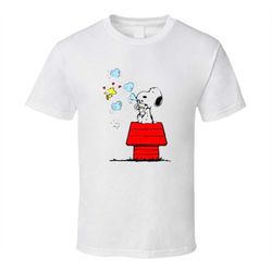 snoopy woodstock blowing bubbles t shirt, unisex t-shirts