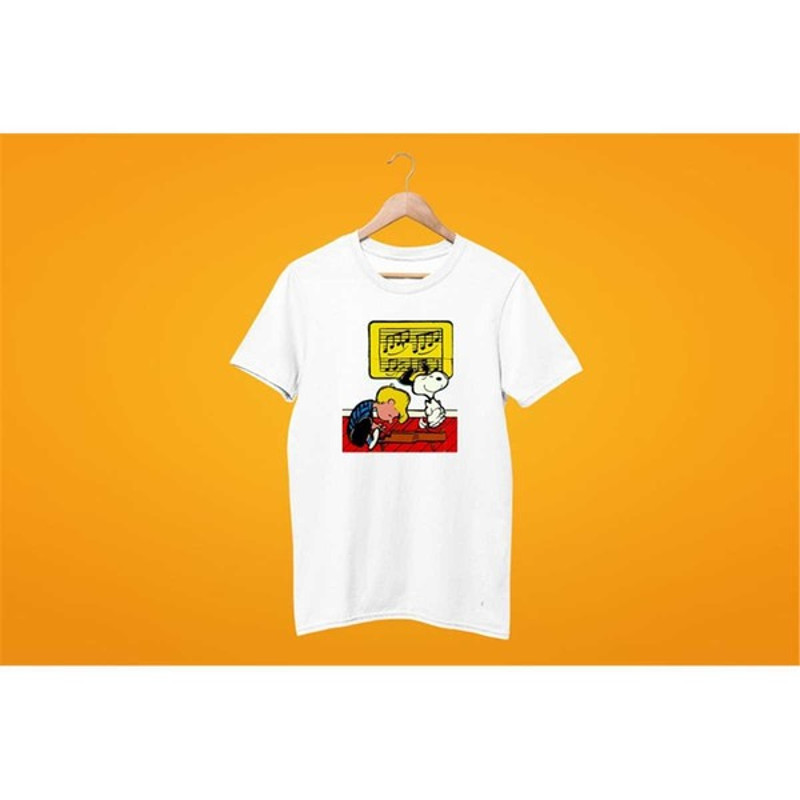 Piano Man - Peanuts Schroeder at the piano Men White Tee Shirt Size S- 3XL Unisex Best Gift Birthday, Unisex T-Shirts