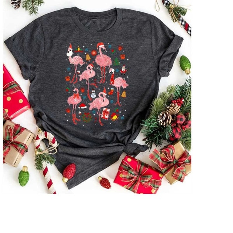 Christmas Flamingo Shirt, Flamingo Christmas Shirt, Cute Flamingo Christmas Shirt, Unisex T-Shirts