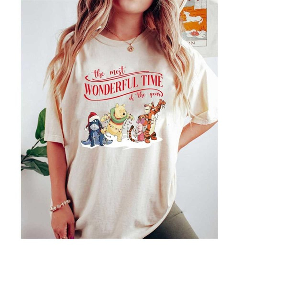 The Most Wonderful Time Of The Year Winnie The Pooh Christmas Lights Shirt, Unisex T-Shirts