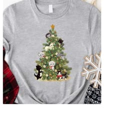 catmas shirt, cat christmas tree shirt, cute cat christmas shirt, vintgae cat shirt, unisex t-shirts