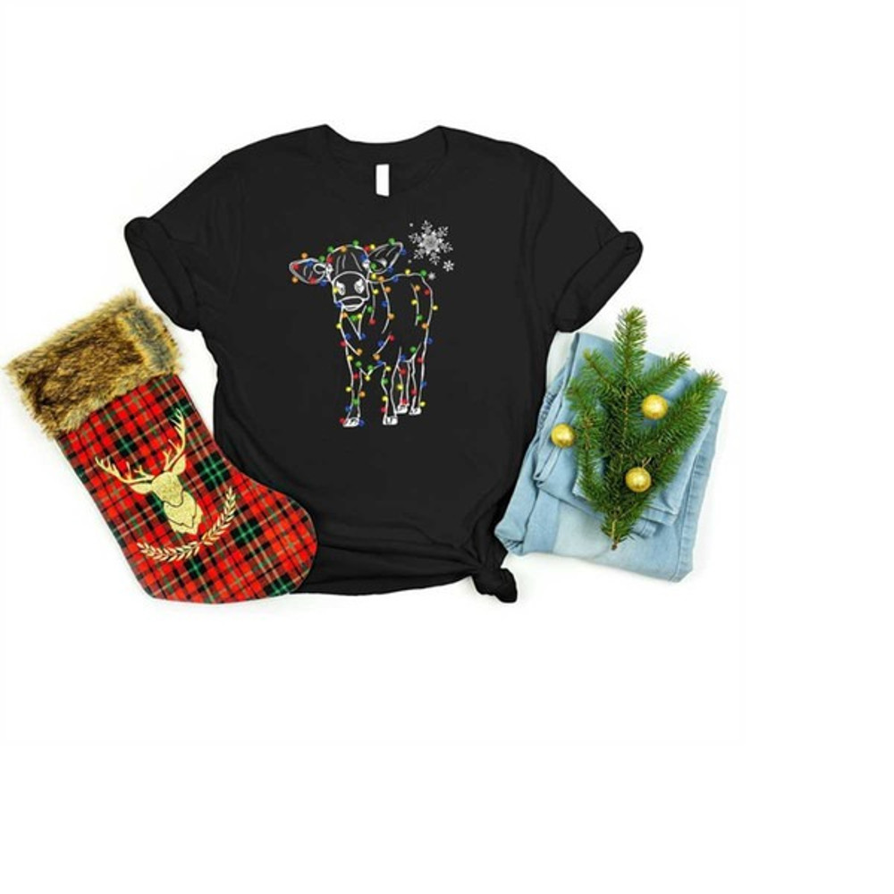 Cow Christmas Light Shirt, Heifers Christmas Shirt, Cow Holiday Shirt, Country Cow Shirt, Unisex T-Shirts