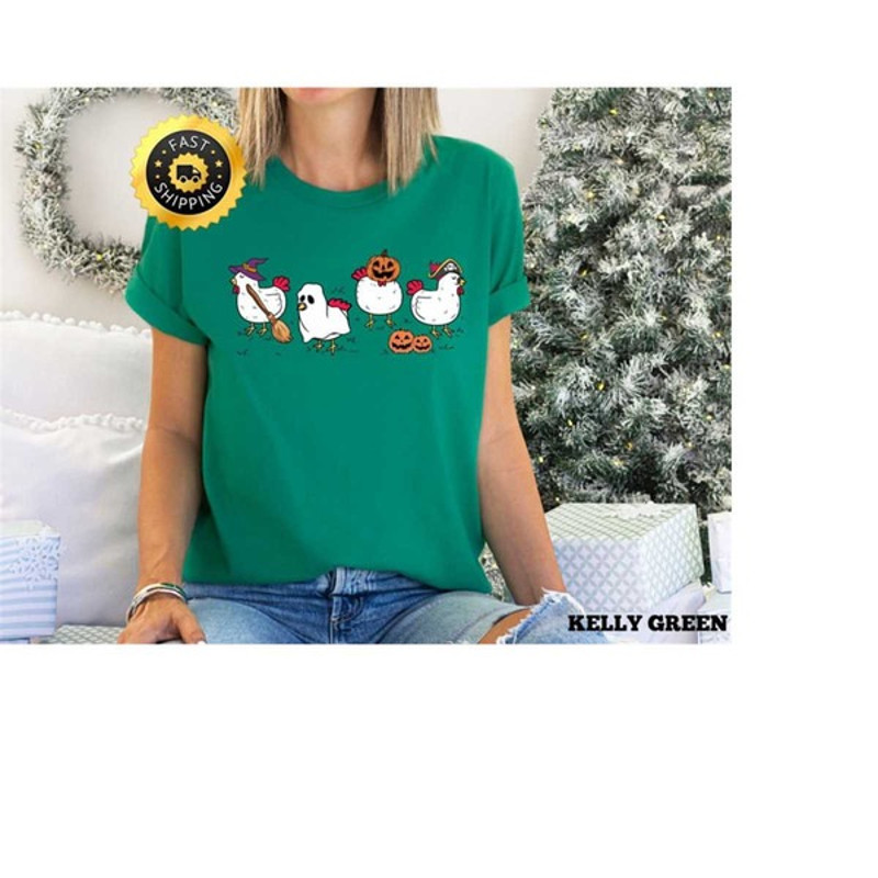 Halloween Chicken Shirt, Funny Chicken shirt, Halloween farm life shirt, chicken lover Gift, Unisex T-Shirts
